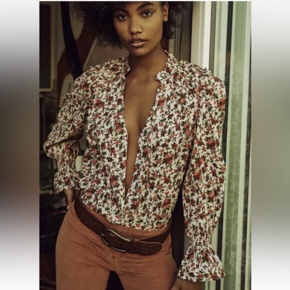FREE PEOPLE Meant To Be Floral Blouse Vintage Combo Size Medium - Picture 12 of 14